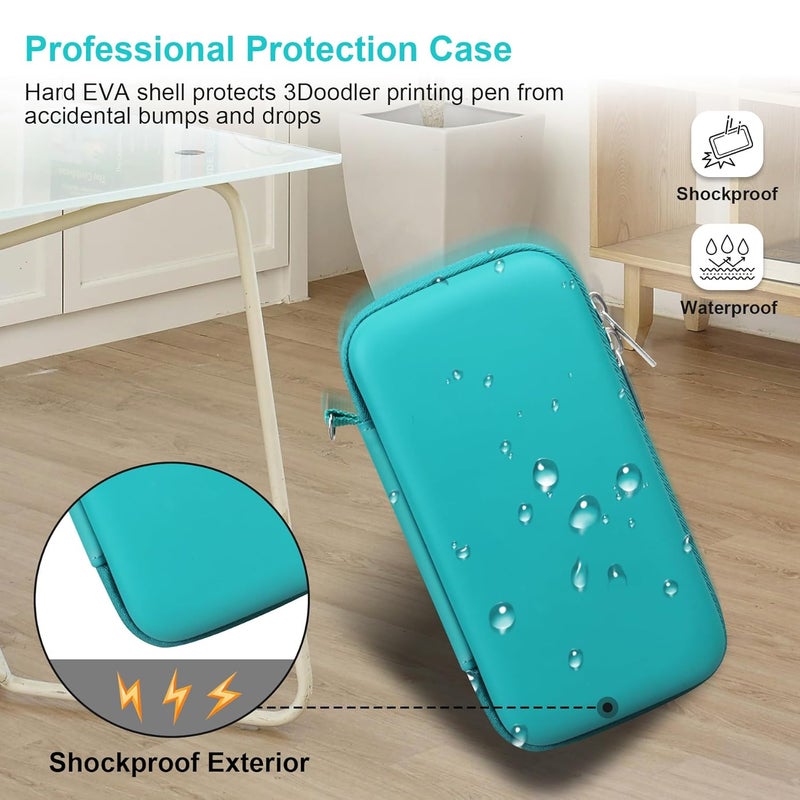 RAIALL Hard Case for 3Doodler 3D Pen for Kids, 3D Printing Pen 3D Pens Storage Organizer Bag Holder, Mesh Pocket Fits Plastic Filaments and Cable, Green (Case Only) - Image 5